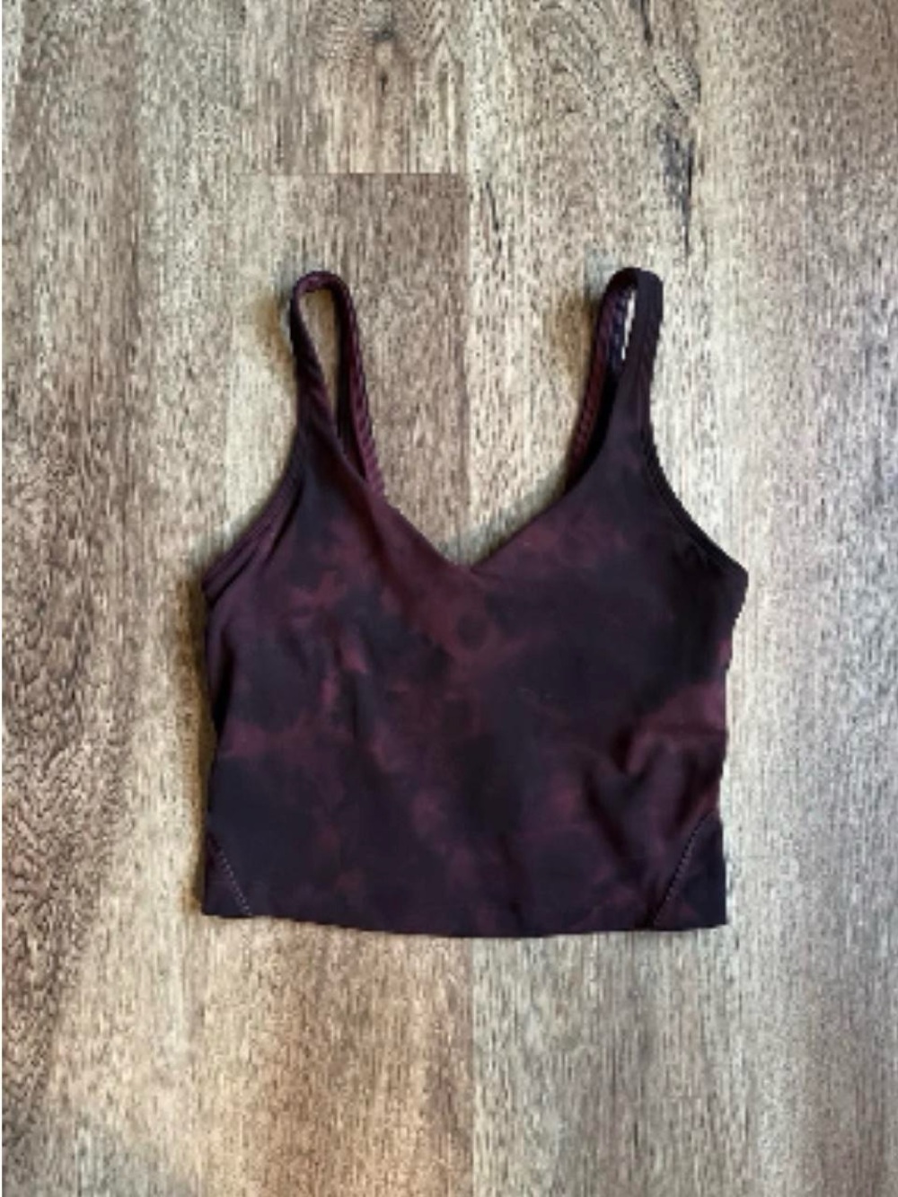 lululemon athletica Burgundy Tie-Dye V-Neck Crop Tank